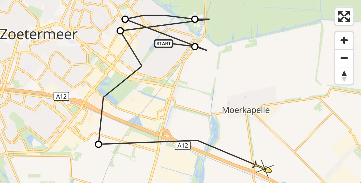 Routekaart van de vlucht: Politieheli naar Zevenhuizen