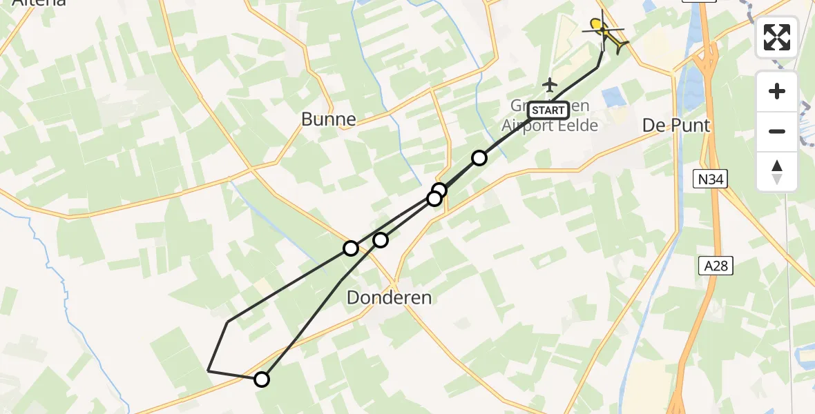 Routekaart van de vlucht: Lifeliner 4 naar Groningen Airport Eelde