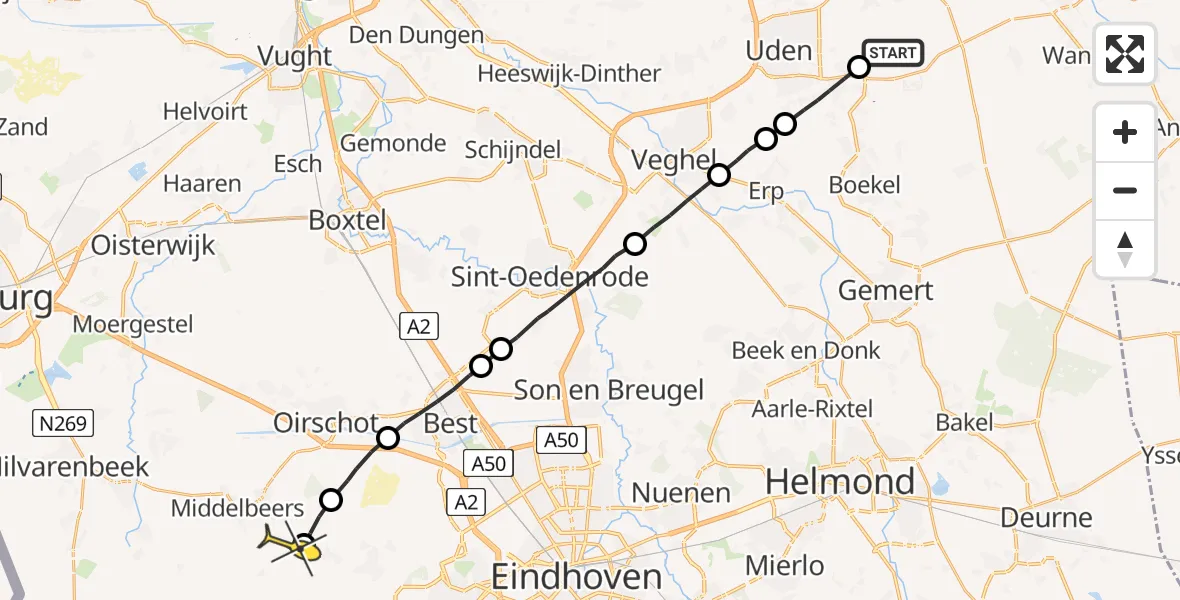 Routekaart van de vlucht: Lifeliner 3 naar Wintelre