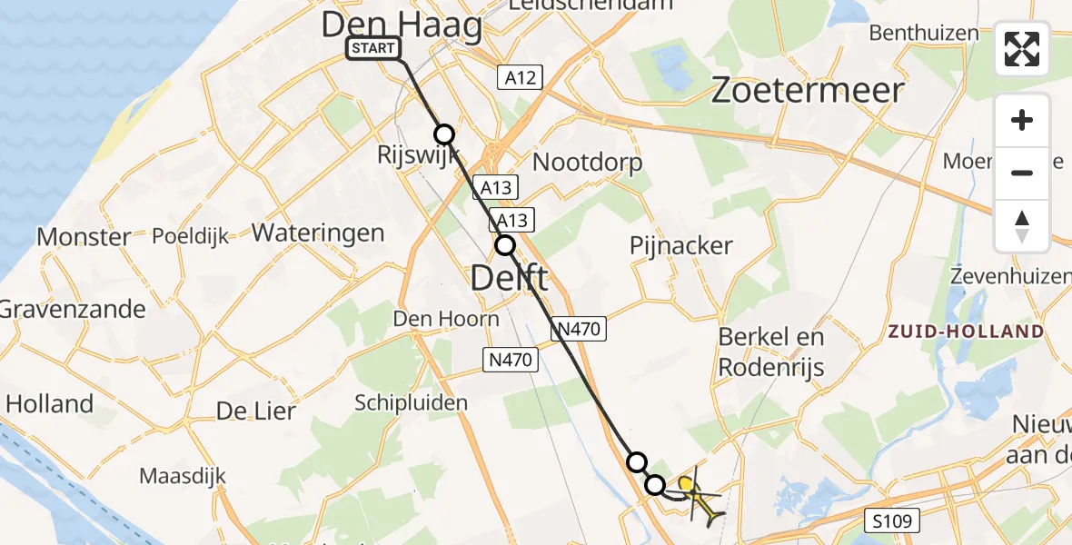 Routekaart van de vlucht: Lifeliner 2 naar Rotterdam The Hague Airport