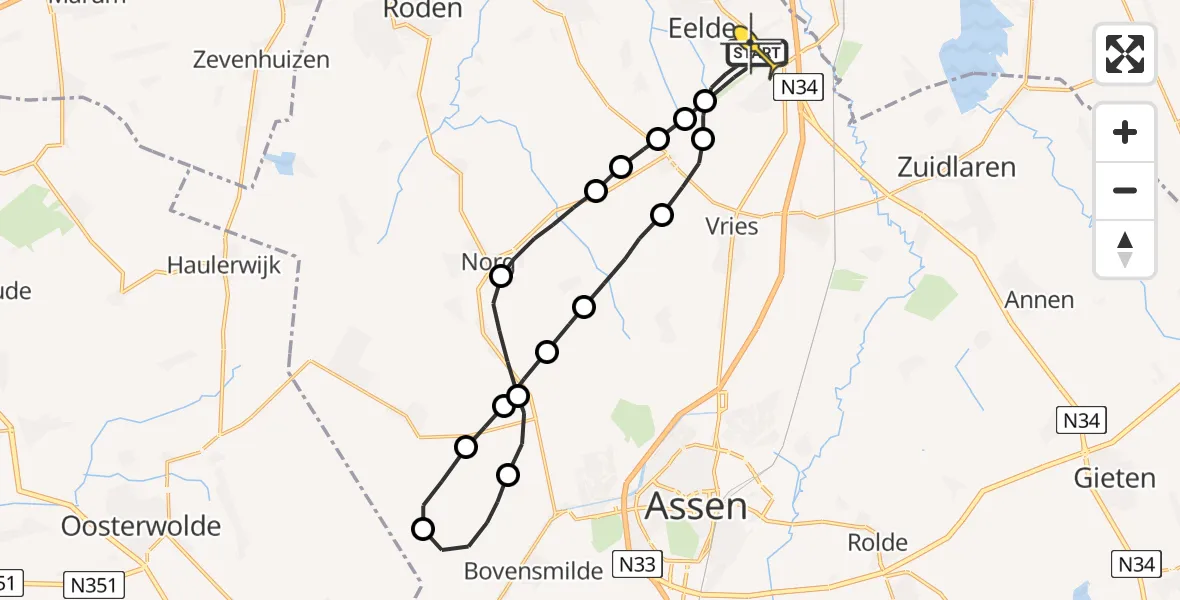 Routekaart van de vlucht: Lifeliner 4 naar Groningen Airport Eelde