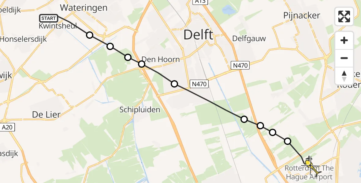 Routekaart van de vlucht: Lifeliner 2 naar Rotterdam The Hague Airport