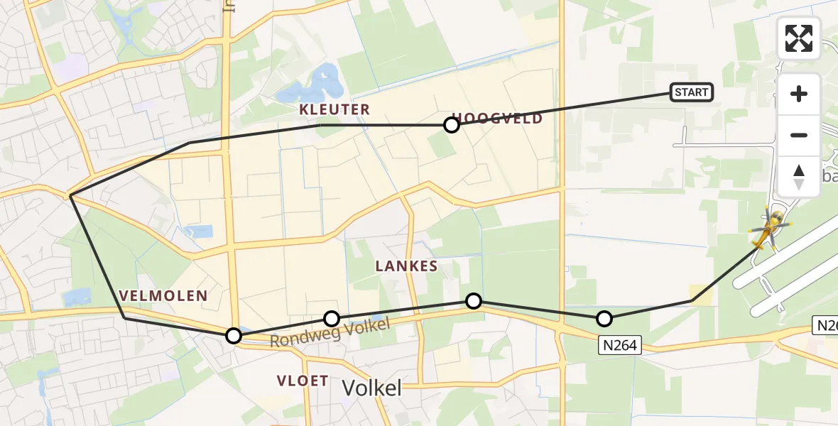Vluchtroute Traumahelikopter Vliegbasis Volkel - Vliegbasis Volkel, 29 juli 2022, 13:19