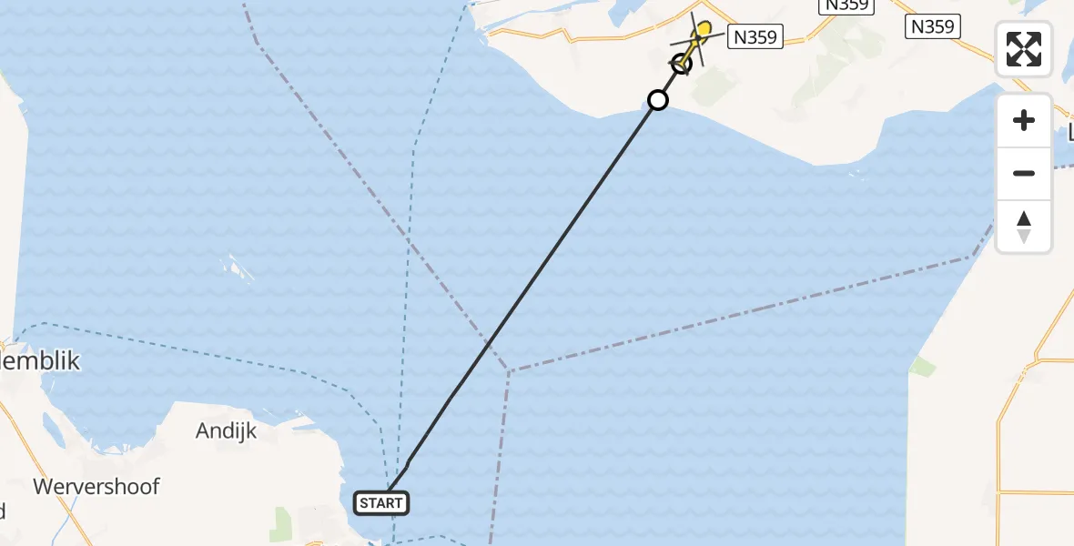Routekaart van de vlucht: Politiehelikopter naar Hemelum