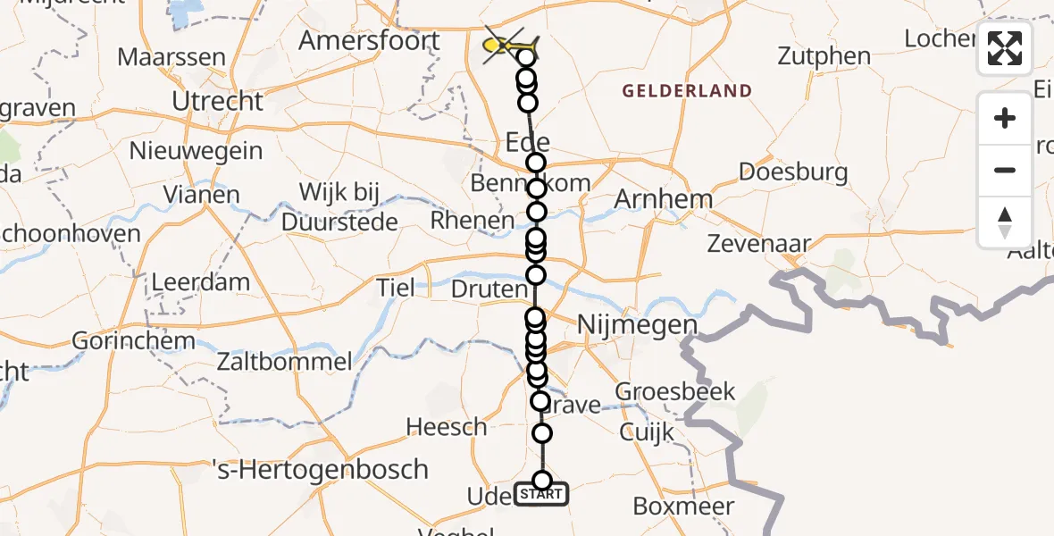 Routekaart van de vlucht: Lifeliner 3 naar Kootwijkerbroek