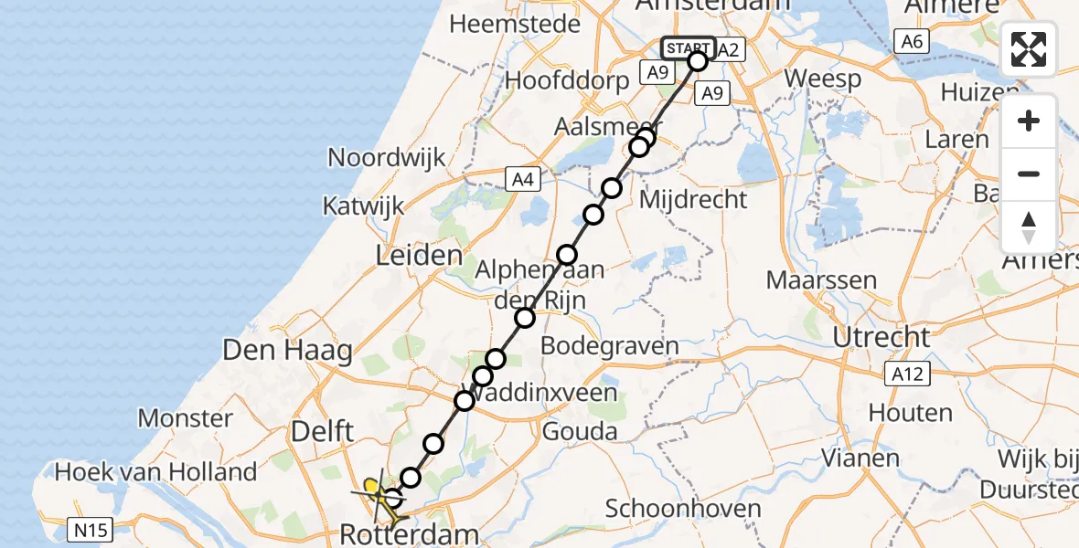 Routekaart van de vlucht: Lifeliner 2 naar Rotterdam The Hague Airport