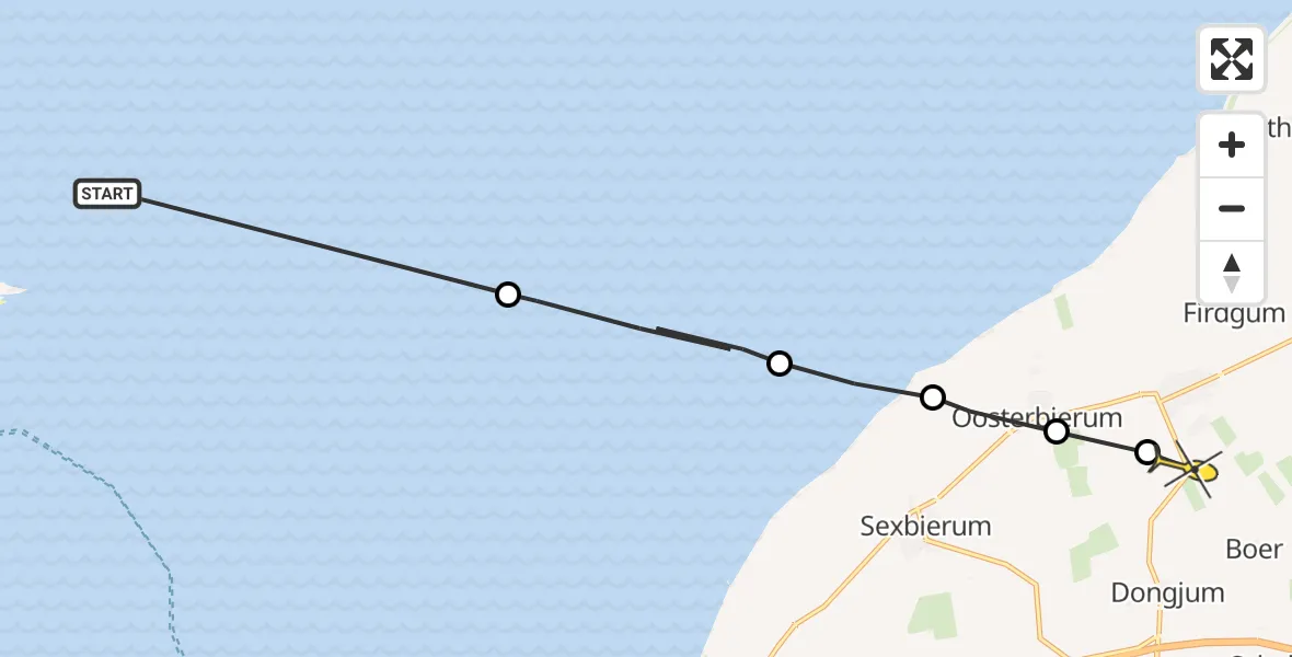 Routekaart van de vlucht: Ambulanceheli naar Tzummarum