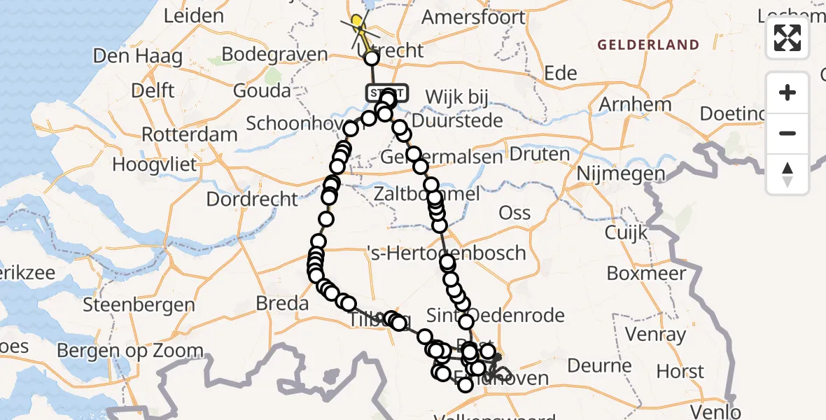 Routekaart van de vlucht: Politieheli naar Maarssen