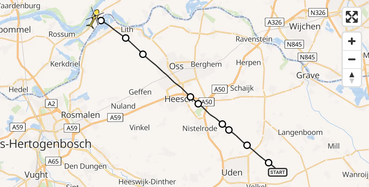 Routekaart van de vlucht: Lifeliner 3 naar Heerewaarden