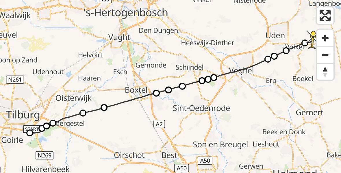 Routekaart van de vlucht: Lifeliner 3 naar Vliegbasis Volkel