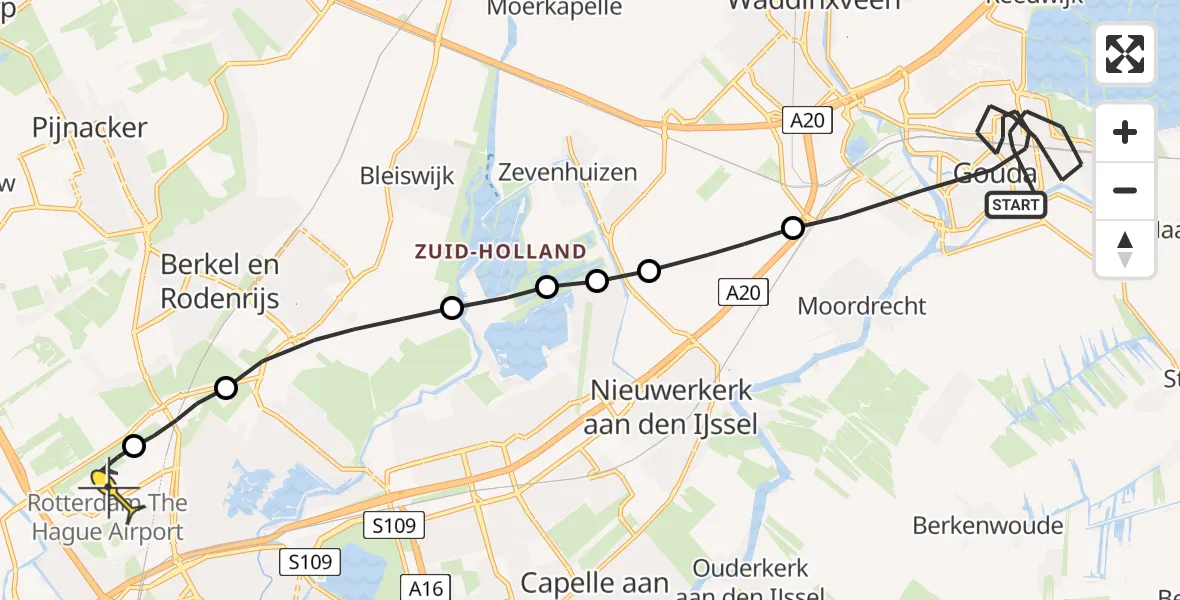 Routekaart van de vlucht: Lifeliner 2 naar Rotterdam The Hague Airport