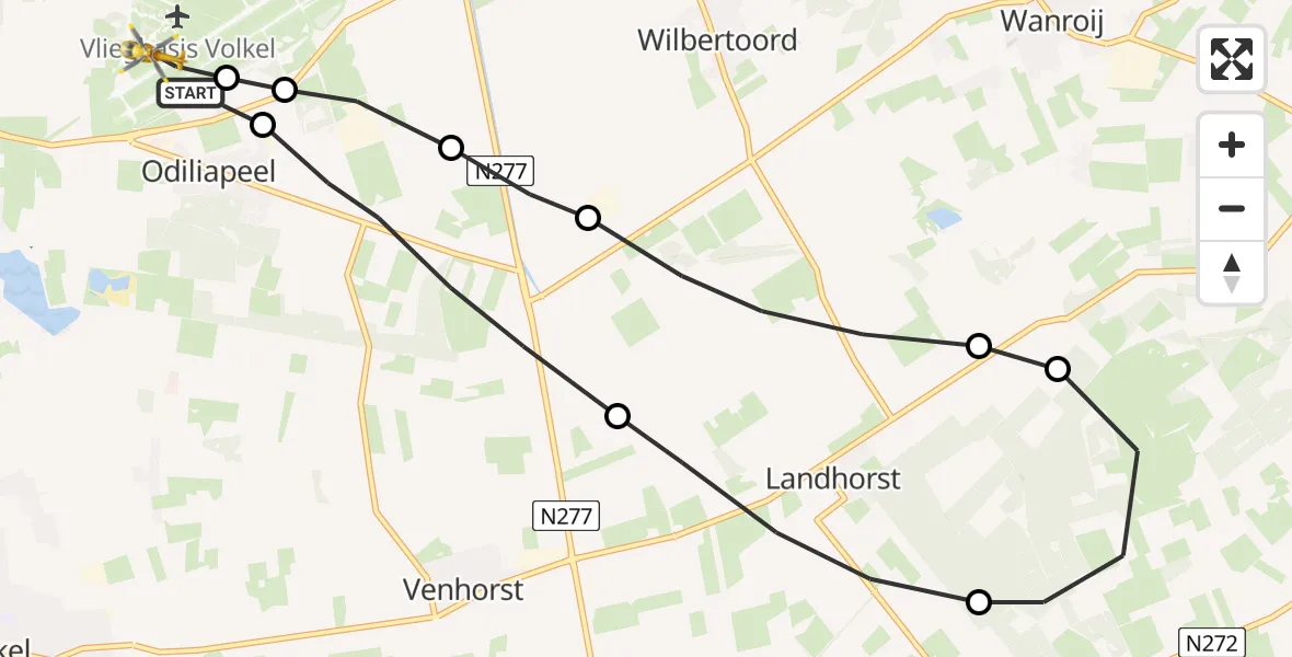 Vluchtroute Traumahelikopter Vliegbasis Volkel - Vliegbasis Volkel, 29 juli 2022, 22:52