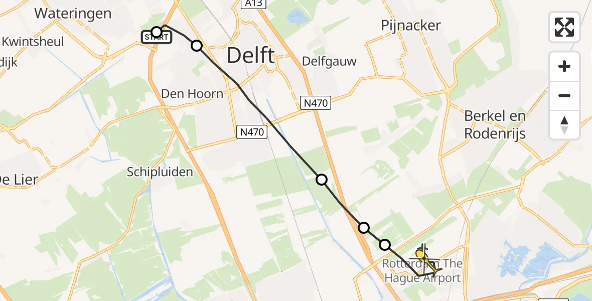 Routekaart van de vlucht: Lifeliner 2 naar Rotterdam The Hague Airport