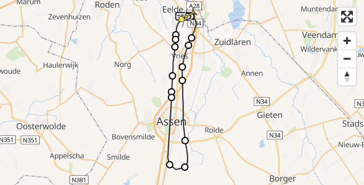 Routekaart van de vlucht: Lifeliner 4 naar Groningen Airport Eelde