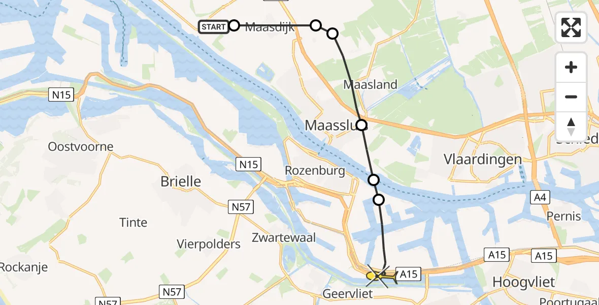 Routekaart van de vlucht: Lifeliner 2 naar Botlek