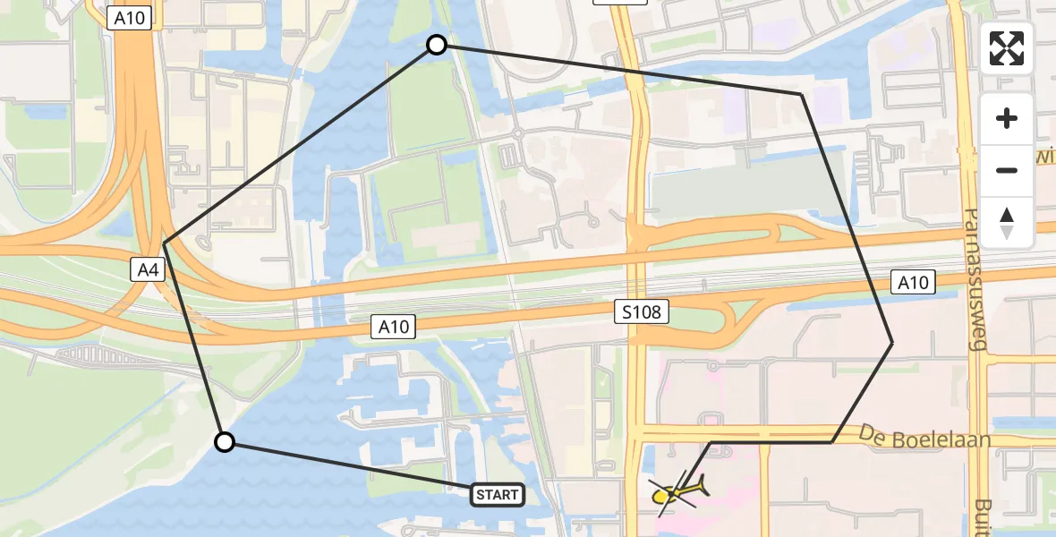 Routekaart van de vlucht: Lifeliner 1 naar VU Medisch Centrum Amsterdam