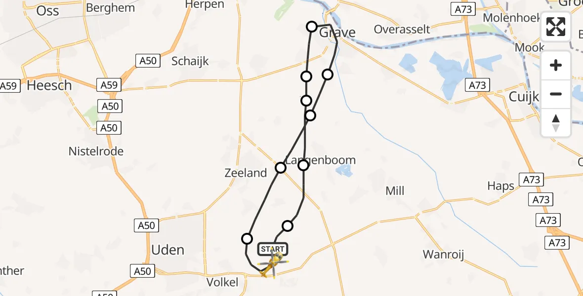 Vluchtroute Traumahelikopter Vliegbasis Volkel - Vliegbasis Volkel, 30 juli 2022, 16:32