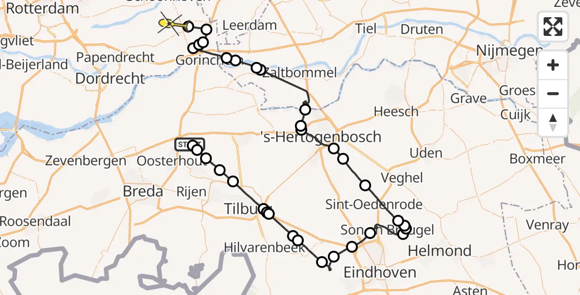 Routekaart van de vlucht: Politieheli naar Ottoland