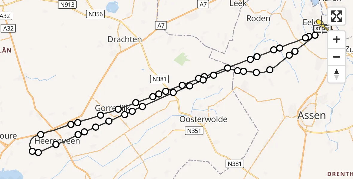 Routekaart van de vlucht: Lifeliner 4 naar Groningen Airport Eelde
