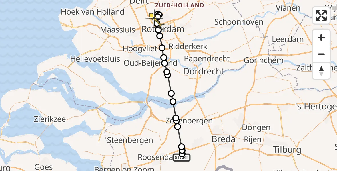 Routekaart van de vlucht: Lifeliner 2 naar Rotterdam The Hague Airport