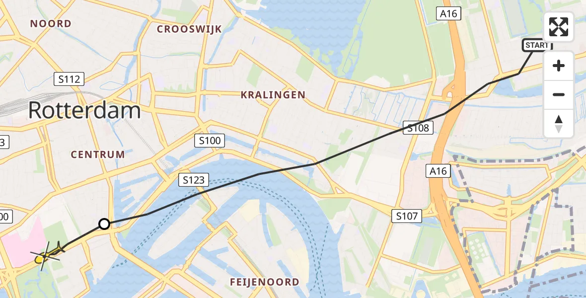 Routekaart van de vlucht: Lifeliner 2 naar Erasmus MC