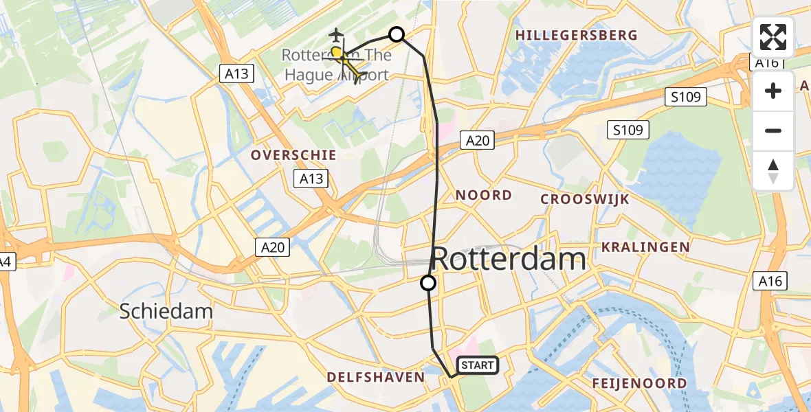 Routekaart van de vlucht: Lifeliner 2 naar Rotterdam The Hague Airport