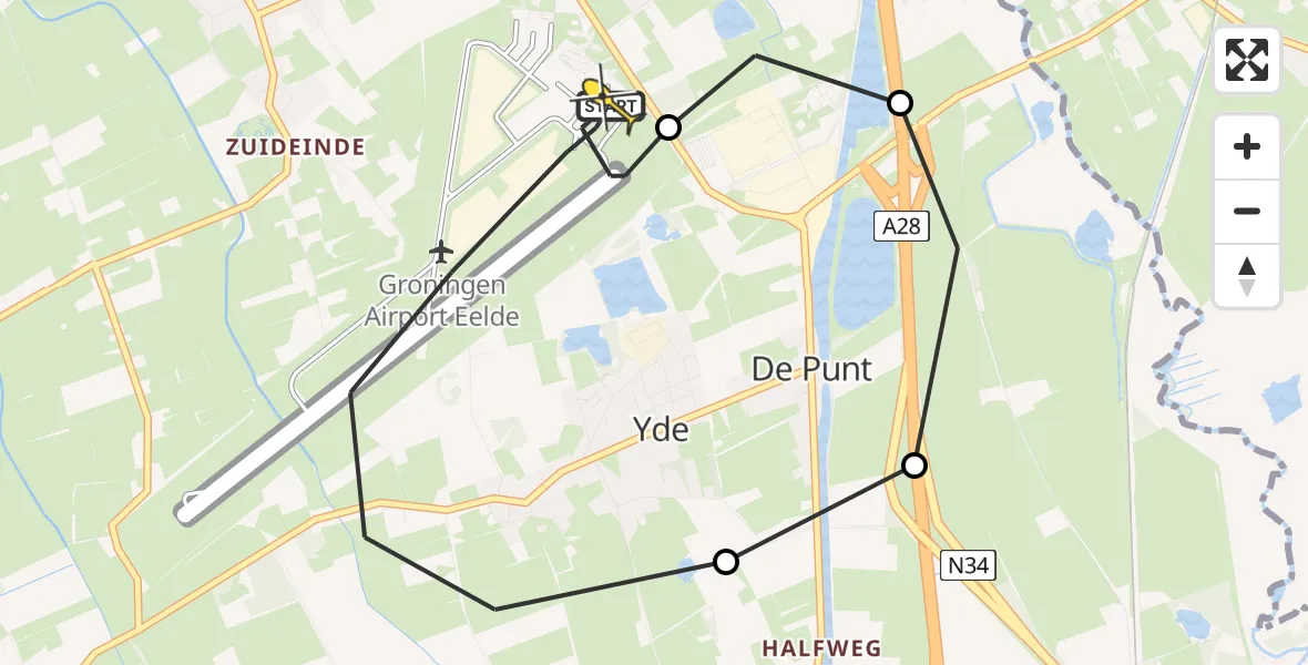 Routekaart van de vlucht: Lifeliner 4 naar Groningen Airport Eelde