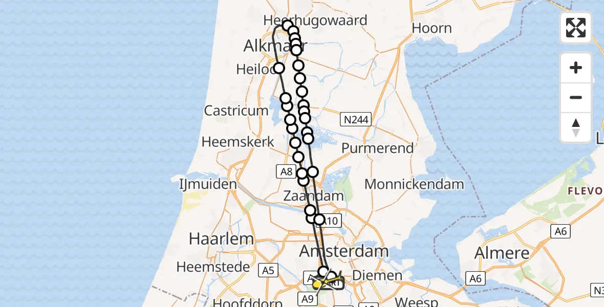 Routekaart van de vlucht: Lifeliner 1 naar VU Medisch Centrum Amsterdam