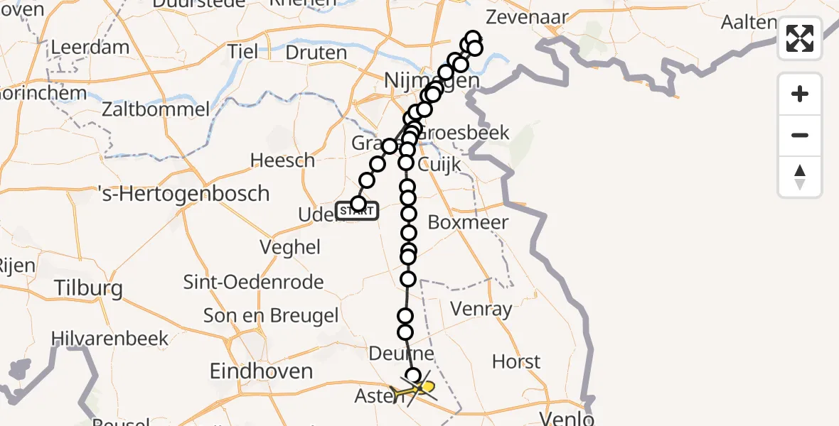 Routekaart van de vlucht: Lifeliner 3 naar Liessel