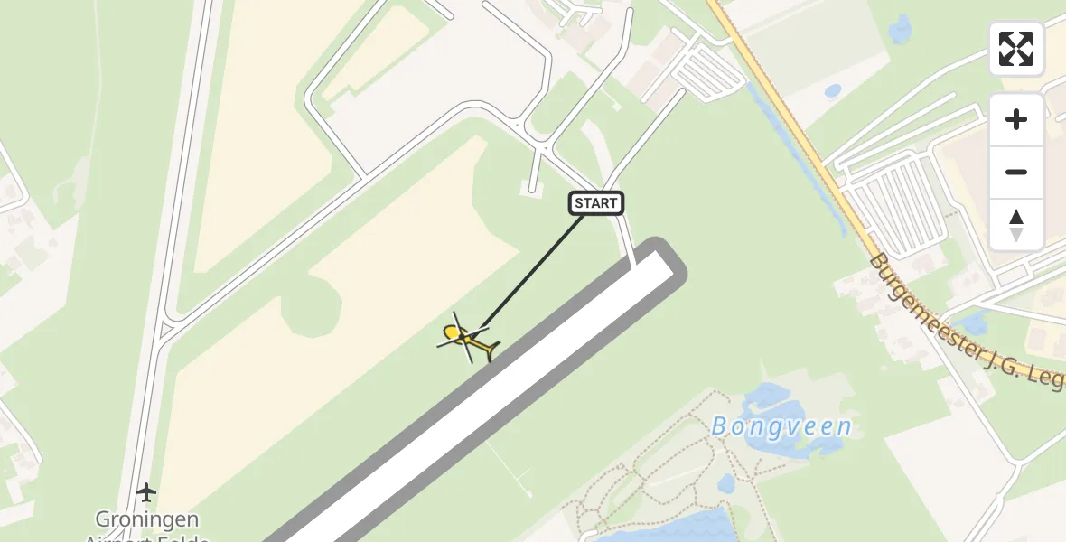 Routekaart van de vlucht: Traumahelikopter naar Groningen Airport Eelde