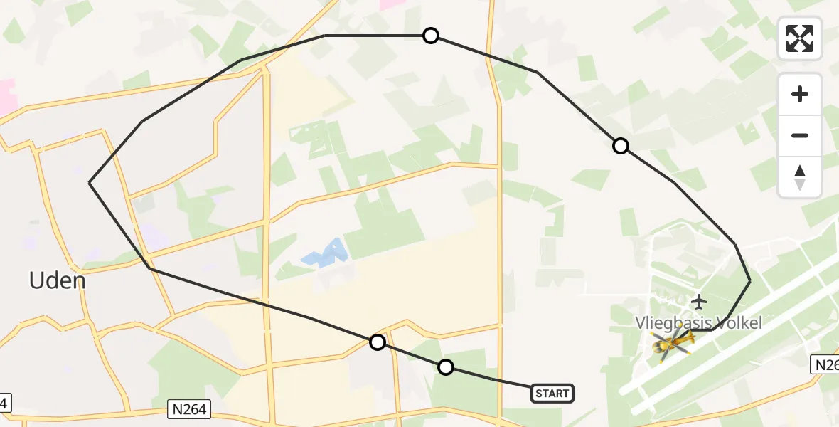 Vluchtroute Traumahelikopter Vliegbasis Volkel - Vliegbasis Volkel, 31 juli 2022, 20:32