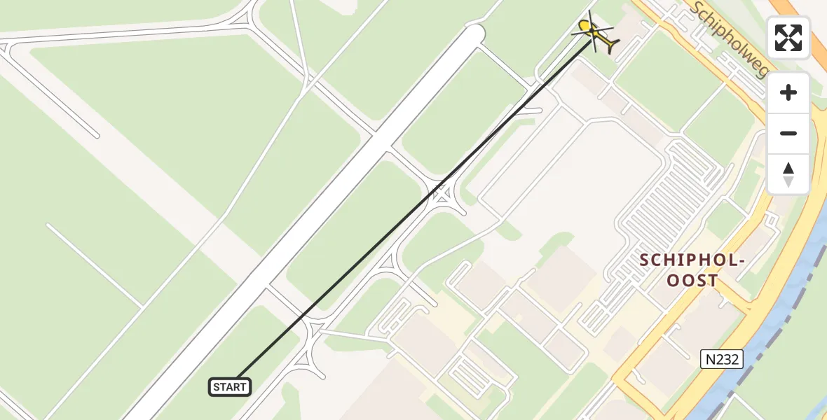 Vluchtroute Politiehelikopter van Schiphol naar Schiphol