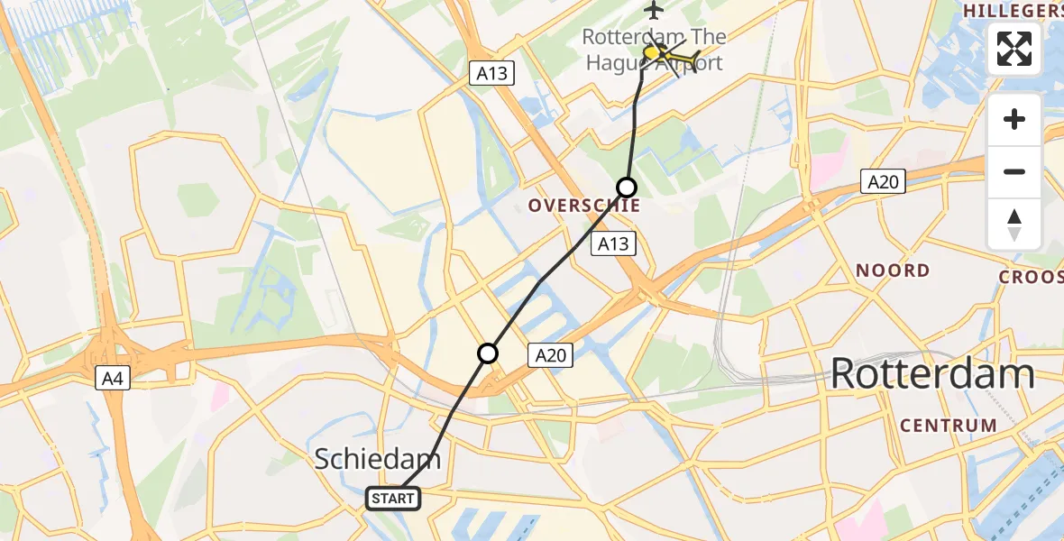 Routekaart van de vlucht: Lifeliner 2 naar Rotterdam The Hague Airport