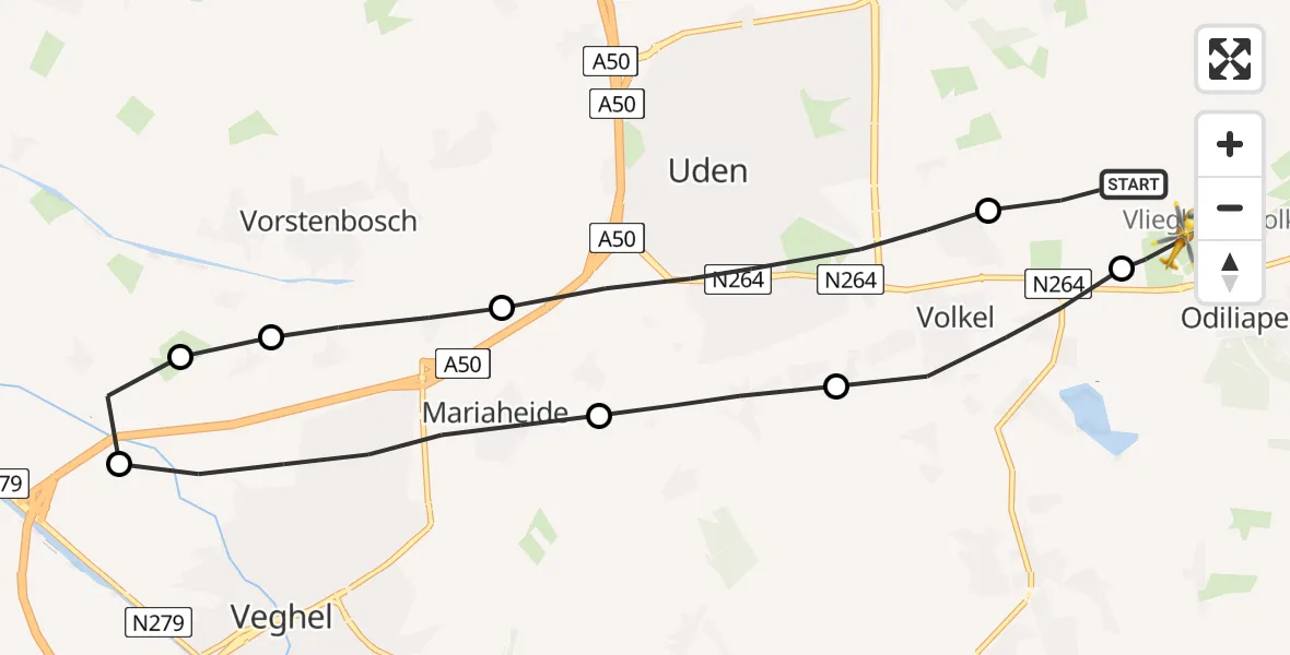 Vluchtroute Traumahelikopter Vliegbasis Volkel - Vliegbasis Volkel, 01 augustus 2022, 11:45