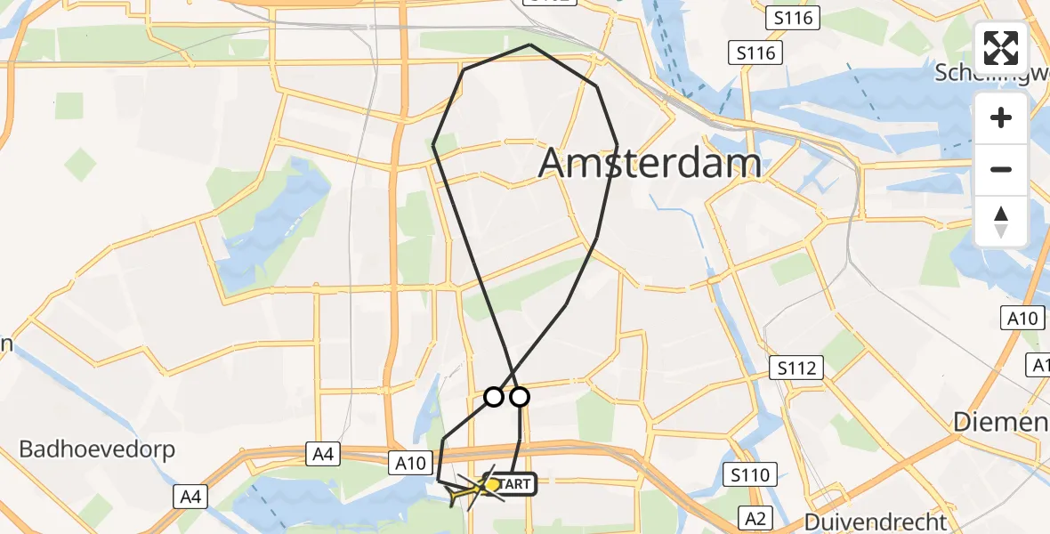 Routekaart van de vlucht: Lifeliner 1 naar VU Medisch Centrum Amsterdam