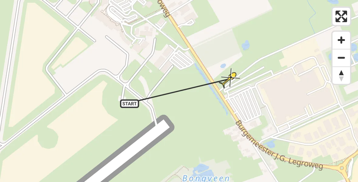 Routekaart van de vlucht: Traumahelikopter naar Groningen Airport Eelde