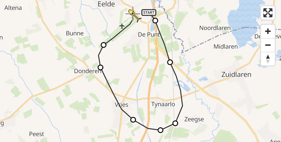 Routekaart van de vlucht: Lifeliner 4 naar Groningen Airport Eelde