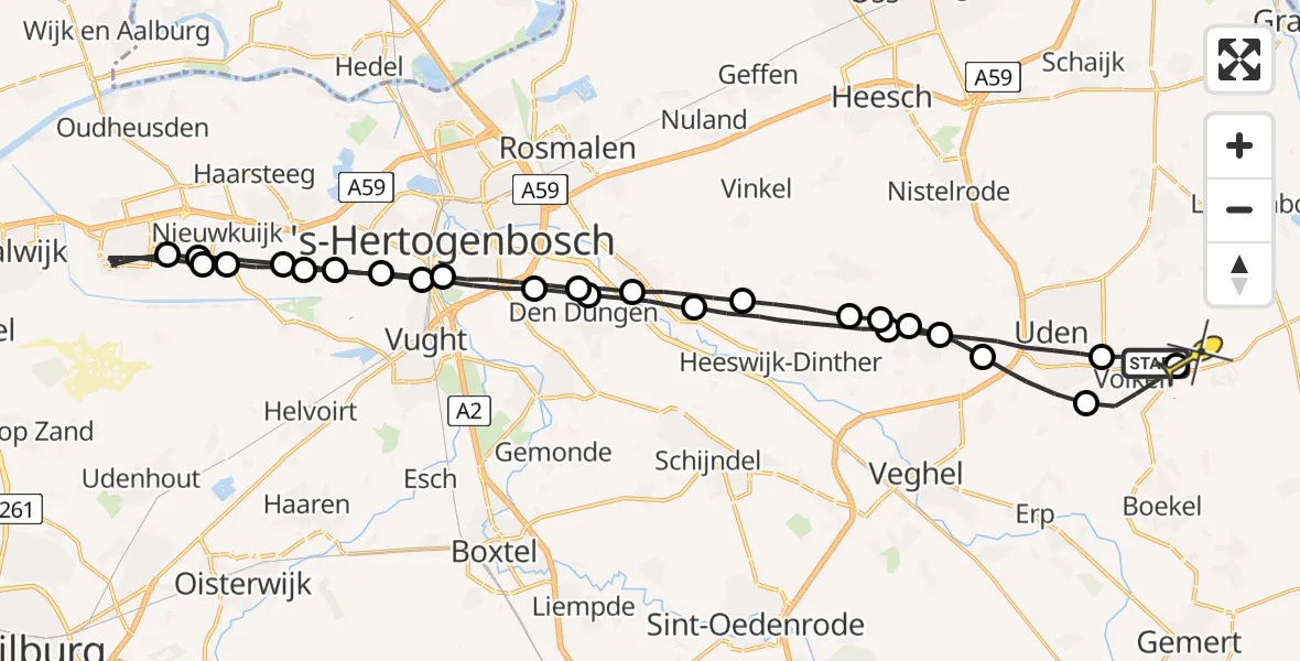 Routekaart van de vlucht: Lifeliner 3 naar Vliegbasis Volkel