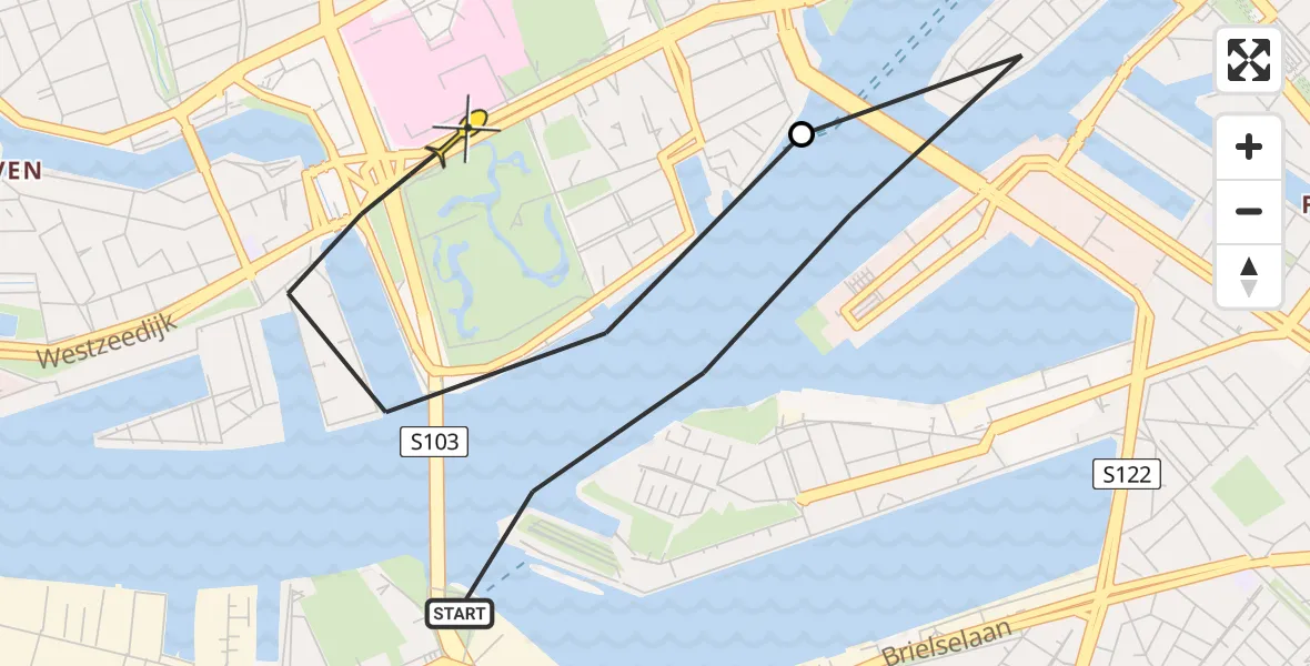 Routekaart van de vlucht: Lifeliner 2 naar Erasmus MC