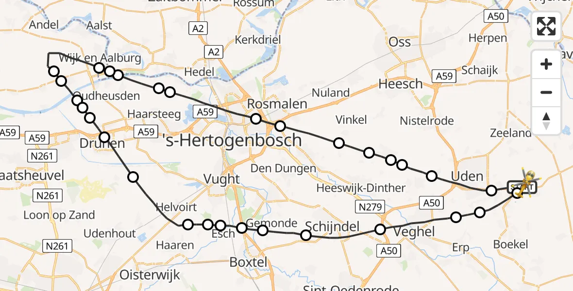 Vluchtroute Traumahelikopter Vliegbasis Volkel - Vliegbasis Volkel, 01 augustus 2022, 14:03