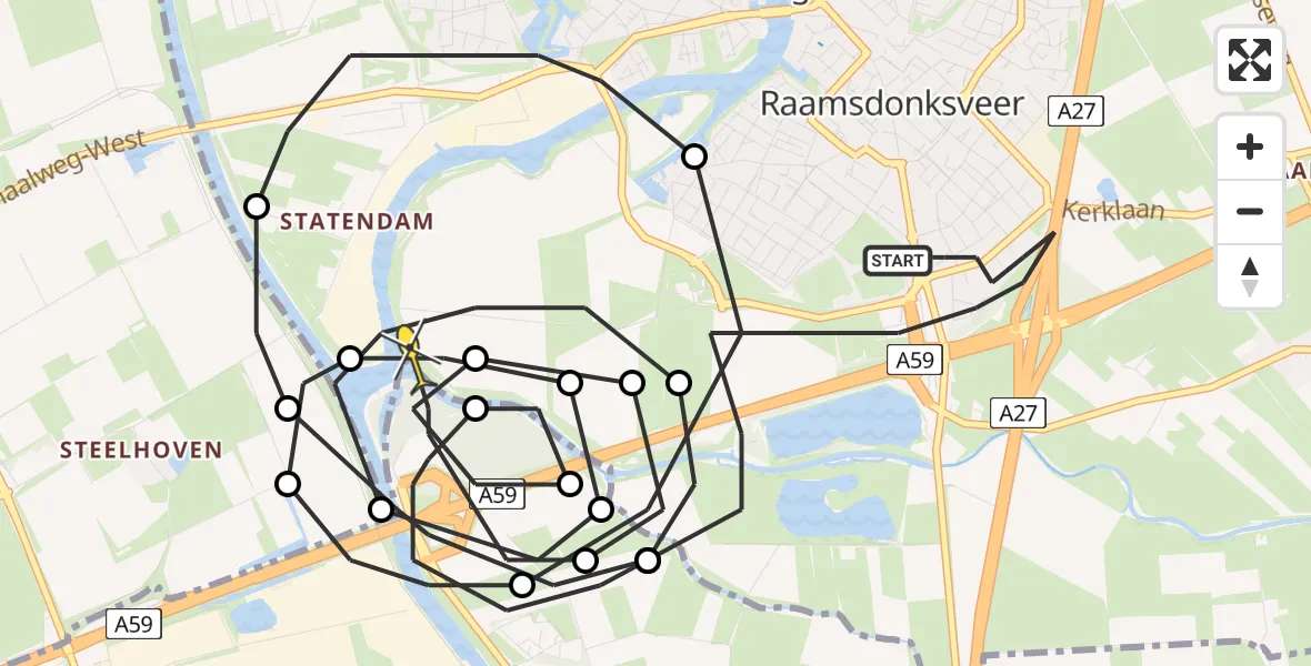 Routekaart van de vlucht: Politieheli naar Geertruidenberg