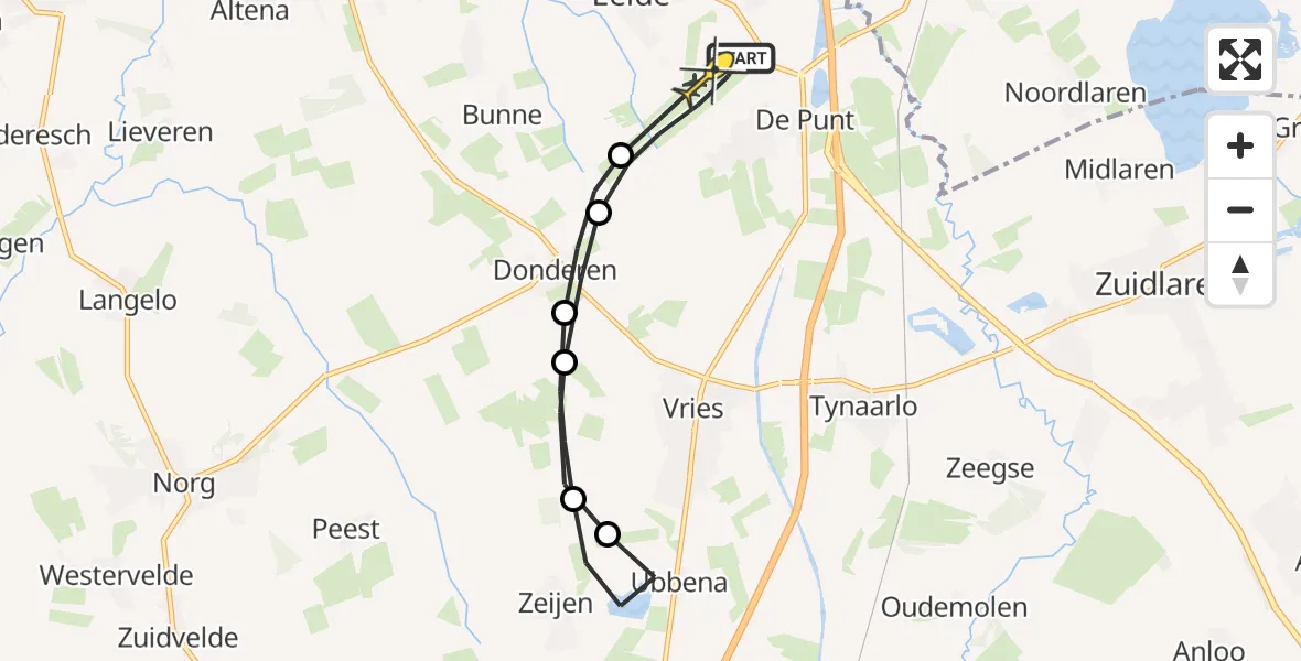 Routekaart van de vlucht: Lifeliner 4 naar Groningen Airport Eelde