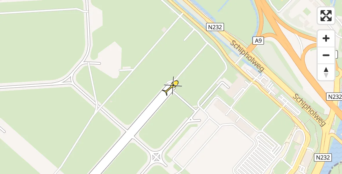 Routekaart van de vlucht: Politiehelikopter naar Schiphol