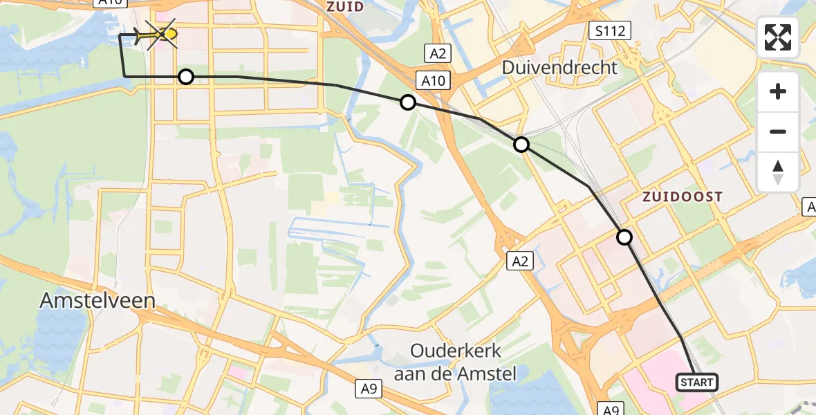 Routekaart van de vlucht: Lifeliner 1 naar VU Medisch Centrum Amsterdam