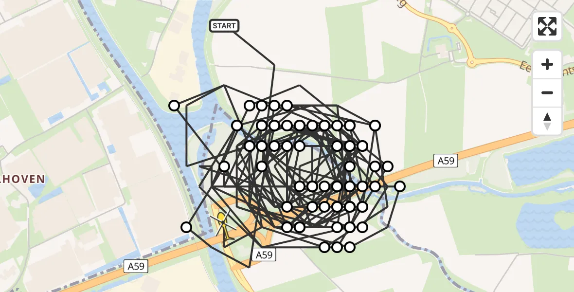 Routekaart van de vlucht: Politiehelikopter naar Oosterhout