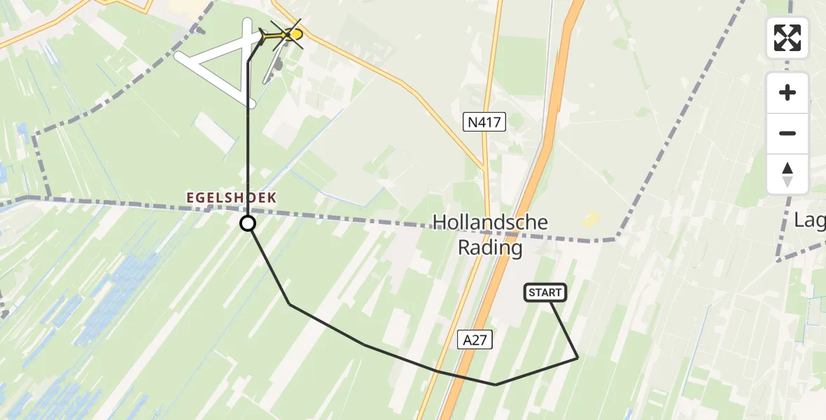 Routekaart van de vlucht: Lifeliner 1 naar Vliegveld Hilversum