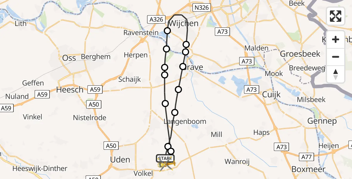 Vluchtroute Traumahelikopter Vliegbasis Volkel - Vliegbasis Volkel, 01 augustus 2022, 17:08