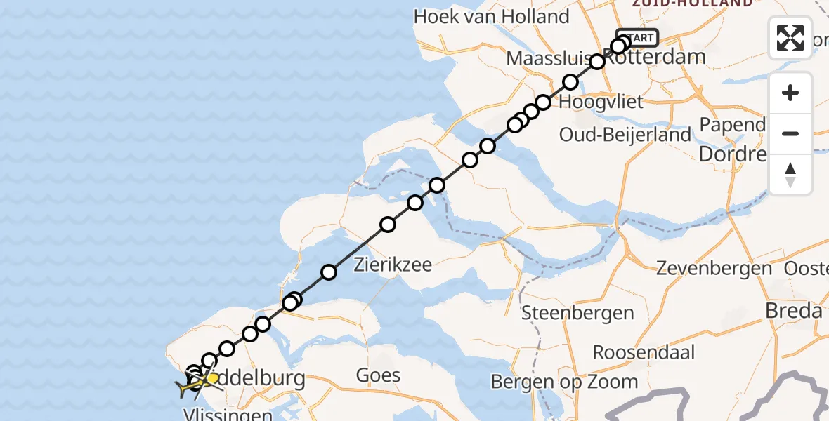 Routekaart van de vlucht: Lifeliner 2 naar Biggekerke