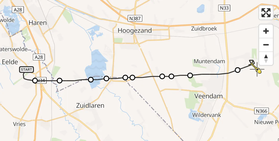Routekaart van de vlucht: Lifeliner 4 naar Meeden
