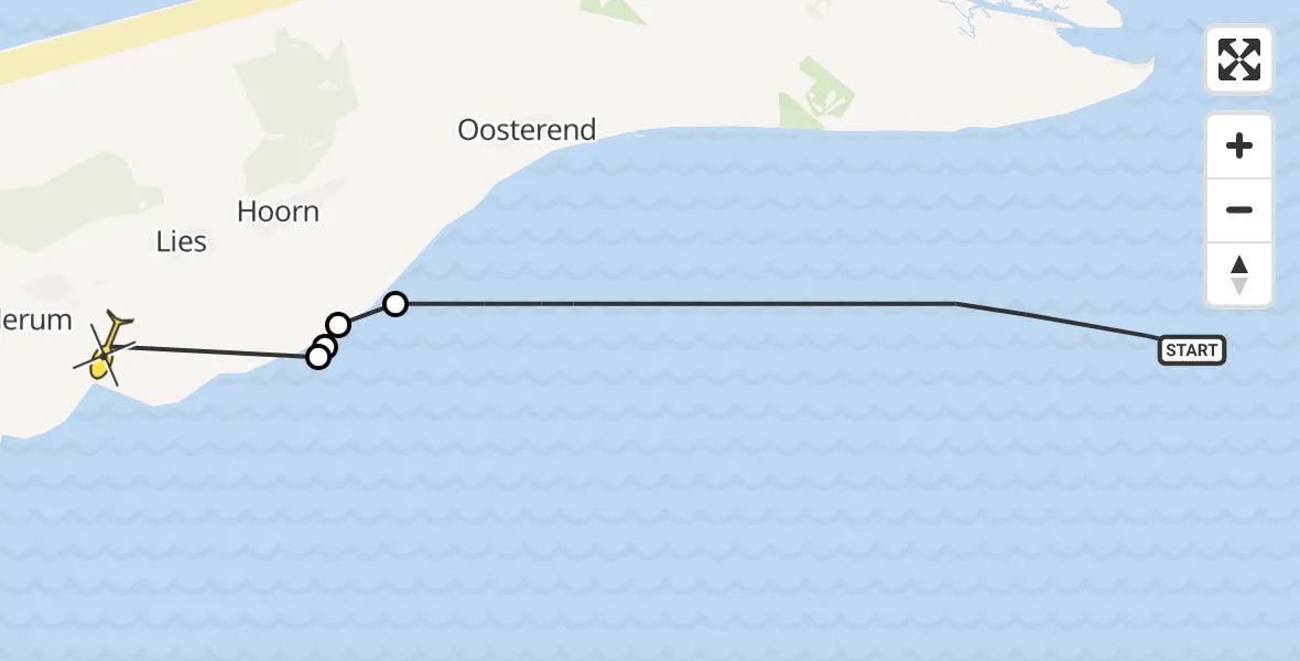 Routekaart van de vlucht: Ambulancehelikopter naar Formerum
